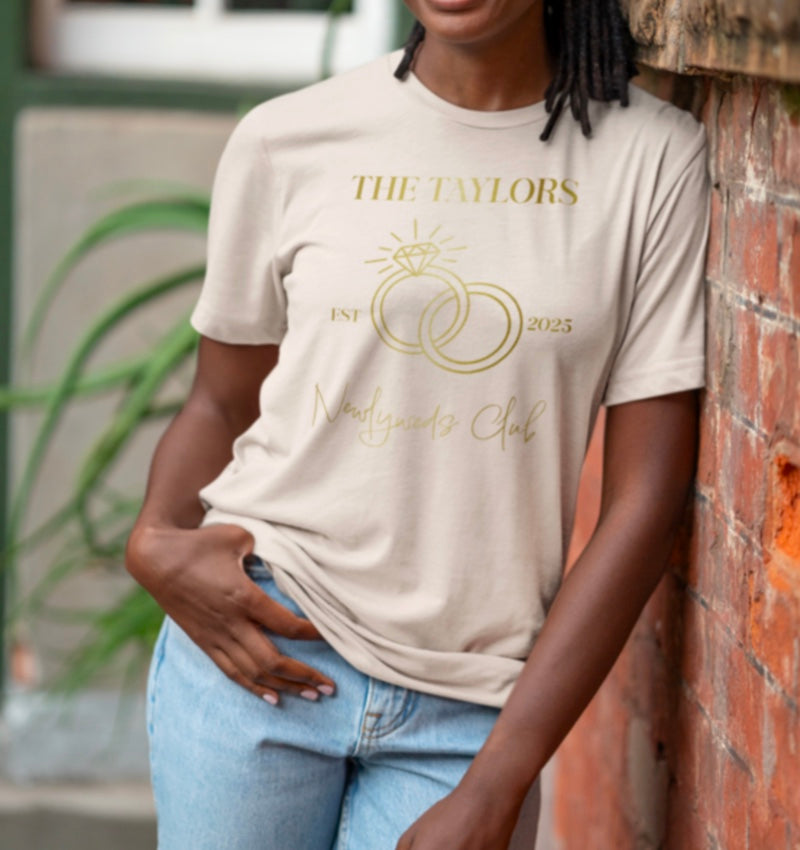 Custom Newlyweds Vintage T-Shirt | Gold