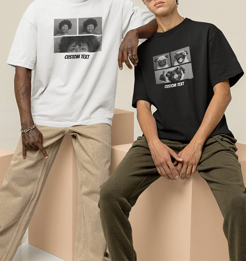 Custom Black & White Collage Oversized T-Shirt