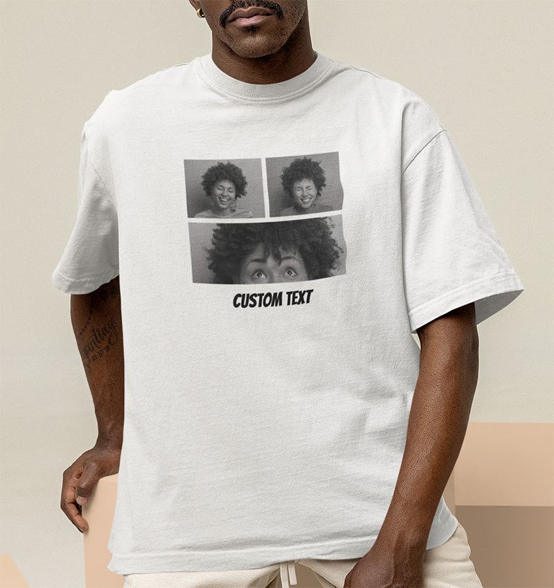 Custom Black & White Collage Oversized T-Shirt