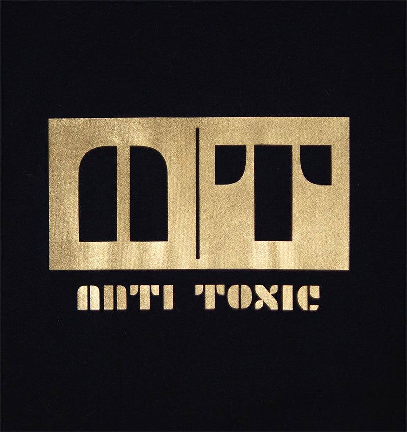 Black Premium Oversized T-Shirt | Initials in Gold Box