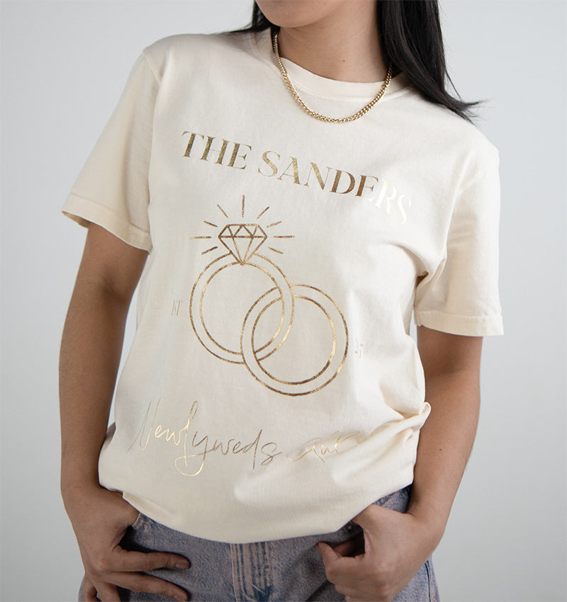 Custom Newlyweds Vintage T-Shirt | Gold