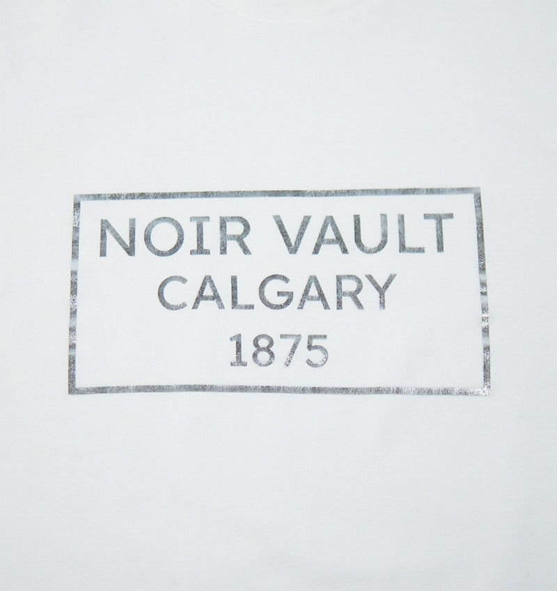 Premium Oversized T-Shirt | Box Text in Silver