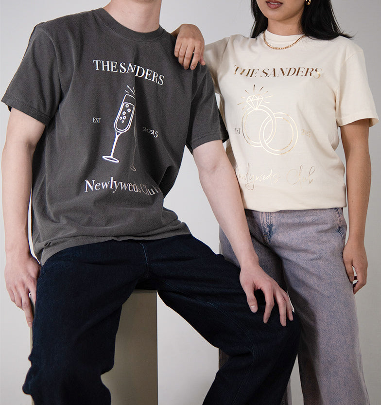 Custom Newlyweds Vintage T-Shirt | Silver