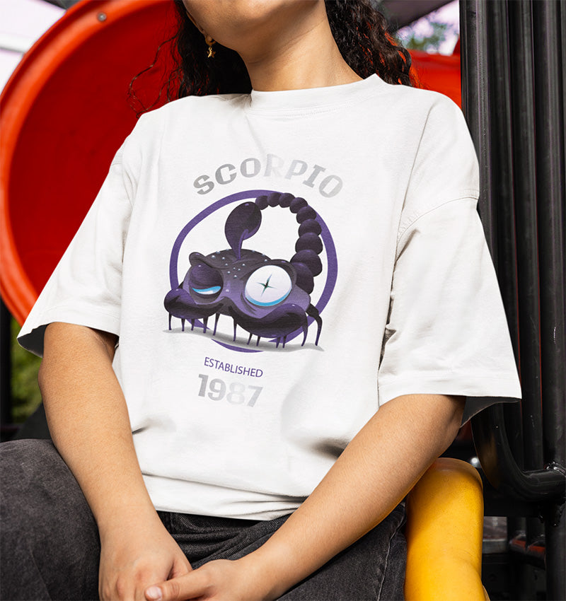 Custom Zodiac Oversized T-Shirt | Silver
