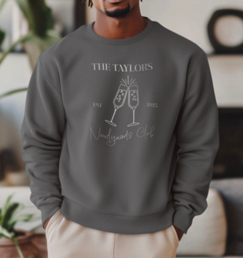 Custom Vintage Newlyweds Sweatshirt | Silver